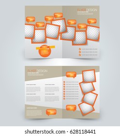 Abstract flyer design background. Brochure template. Can be used for magazine cover, business mockup, education, presentation, report. Orange color.