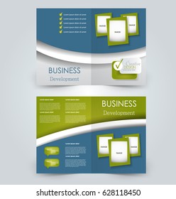 Abstract flyer design background. Brochure template. Can be used for magazine cover, business mockup, education, presentation, report. Blue and green color