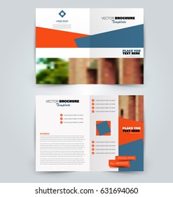 Abstract flyer design background. Brochure template. Can be used for magazine cover, business mockup, education, presentation, report. Orange and blue color