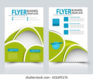 Abstract flyer design background. Brochure template. Annual report cover. For magazine, business, education, presentation. Vector illustration a4 size.  Green and blue color.