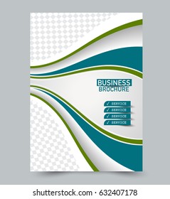Abstract flyer design background. Brochure template. Can be used for magazine cover, business mockup, education, presentation, report. Green and blue color