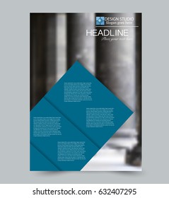 Abstract flyer design background. Brochure template. Can be used for magazine cover, business mockup, education, presentation, report. Blue color