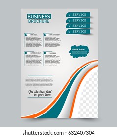 Abstract flyer design background. Brochure template. Can be used for magazine cover, business mockup, education, presentation, report. Green and orange color