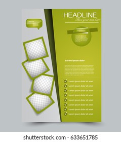 Abstract flyer design background. Brochure template. Can be used for magazine cover, business mockup, education, presentation, report. Green color