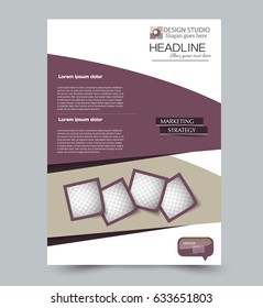 Abstract flyer design background. Brochure template. Can be used for magazine cover, business mockup, education, presentation, report. Purple color