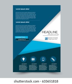 Abstract flyer design background. Brochure template. Can be used for magazine cover, business mockup, education, presentation, report. Blue color
