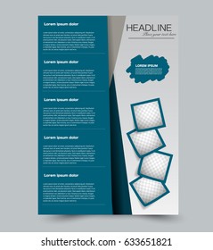 Abstract flyer design background. Brochure template. Can be used for magazine cover, business mockup, education, presentation, report. Blue color