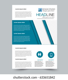 Abstract flyer design background. Brochure template. Can be used for magazine cover, business mockup, education, presentation, report. Blue color