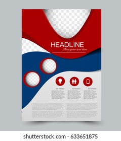 Abstract flyer design background. Brochure template. Can be used for magazine cover, business mockup, education, presentation, report. Red and blue color