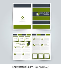 Abstract flyer design background. Brochure template. Can be used for magazine cover, business mockup, education, presentation, report. Green color