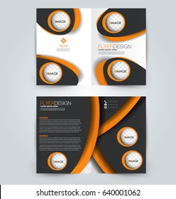 Abstract flyer design background. Brochure template. Can be used for magazine cover, business mockup, education, presentation, report. Orange and black color.