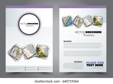 Abstract flyer design background. Brochure template. Annual report cover. Can be used for magazine, business mockup set, education, presentation. Vector illustration a4 size.  Purple color.