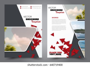 Abstract flyer design background. Brochure template. Annual report cover. Can be used for magazine, business mockup set, education, presentation. Vector illustration a4 size.  Red color.
