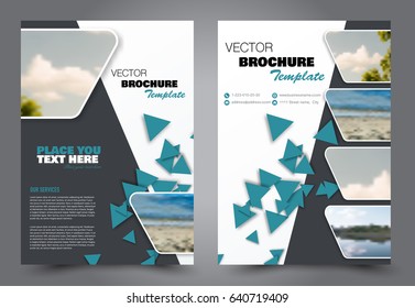 Abstract flyer design background. Brochure template. Annual report cover. Can be used for magazine, business mockup set, education, presentation. Vector illustration a4 size.  Blue color.
