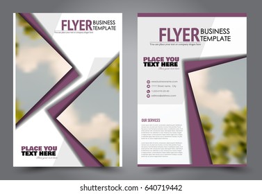 Abstract flyer design background. Brochure template. Annual report cover. Can be used for magazine, business mockup set, education, presentation. Vector illustration a4 size.  Purple color.