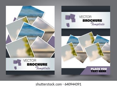 Abstract flyer design background. Brochure template. Annual report cover. Can be used for magazine, business mockup set, education, presentation. Vector illustration a4 size.  Purple color.