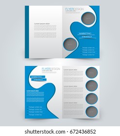 Abstract flyer design background. Brochure template. Can be used for magazine cover, business mockup, education, presentation, report. Blue color.