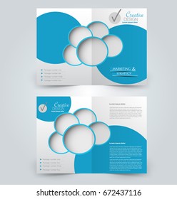 Abstract flyer design background. Brochure template. Can be used for magazine cover, business mockup, education, presentation, report. Blue color.