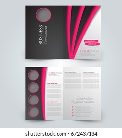 Abstract flyer design background. Brochure template. Can be used for magazine cover, business mockup, education, presentation, report. Black and pink color.