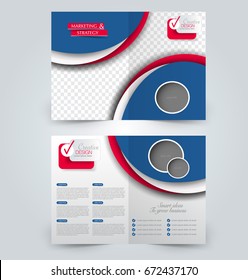 Abstract flyer design background. Brochure template. Can be used for magazine cover, business mockup, education, presentation, report. Blue and red color.