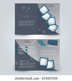 Abstract flyer design background. Brochure template. Can be used for magazine cover, business mockup, education, presentation, report. Blue and grey color.