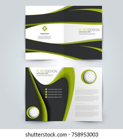 Abstract flyer design background. Brochure template. Can be used for magazine cover, business mockup, education, presentation, report. Black and green color.