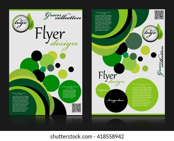 Abstract flyer design background, green brochure template, vector eps 10