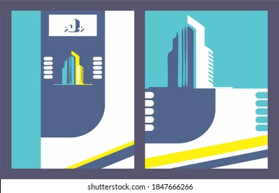 Abstract flyer design background Vector. Brochure template. Can be used for magazine cover, business mockup, education, presentation, report. a4 size with editable elements. building concept