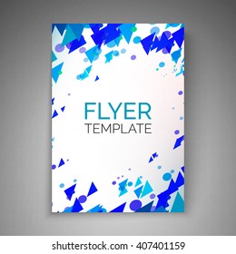 Abstract flyer design. Particles flow. Vector template for poster, cover, brochure.