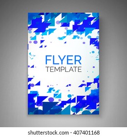 Abstract flyer design. Particles flow. Vector template for poster, cover, brochure.
