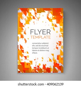 Abstract flyer design. Particles flow. Vector template for poster, cover, brochure.
