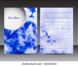 Abstract flyer design with sky and clouds.Vector brochure template.