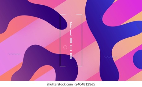 Abstract Flyer. Fondo fluido. Geometría horizontal. Afiche geométrico ondulado. Cartel de Blue Memphis. Página de inicio de color. Formas futuristas. Papel hipster. Volante abstracto de magenta
