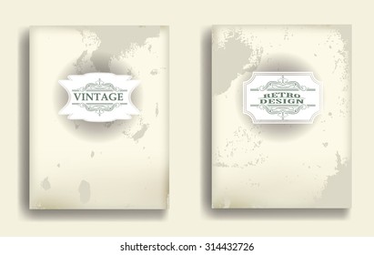 Abstract Flyer in Grunge Style. Scratch Distressed Texture. Wall Background. Vintage Brochure Design . 