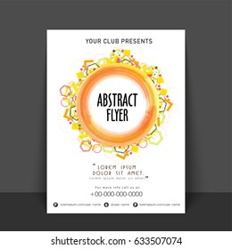 Abstract Flyer, Template or Banner design with colorful geometric elements.