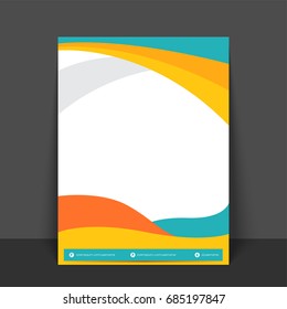 Abstract Volante, plantilla o diseño de banner con ondas coloridas y espacio para el texto.