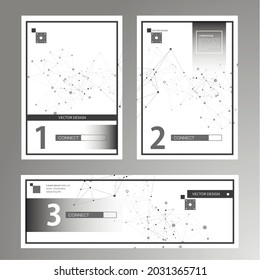 Abstract flyer template with black cover book connect dots on white background. Poster, banner, brochure, flyer. Science technology concept. Business card. Creative cover design