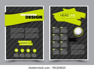 Abstract flyer template.  Black and green color. Vector illustration.