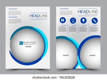 Abstract flyer template.  Blue color. Vector illustration.