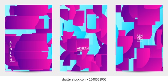 Abstract flyer template with bright colored random stripes. Dynamic modern design with scattered gradient geometric shapes. Simple colorful futuristic elements. Sport music social media layout.