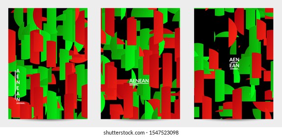 Abstract flyer template with bright colored random stripes. Dynamic modern design with scattered gradient geometric shapes. Simple colorful futuristic elements. Sport music social media layout.