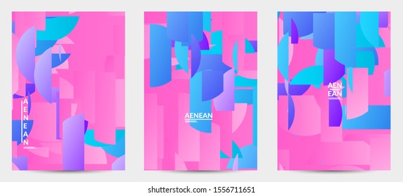 Abstract flyer template with bright colored random stripes. Dynamic modern design with scattered gradient geometric shapes. Simple colorful futuristic elements. Sport music social media layout.