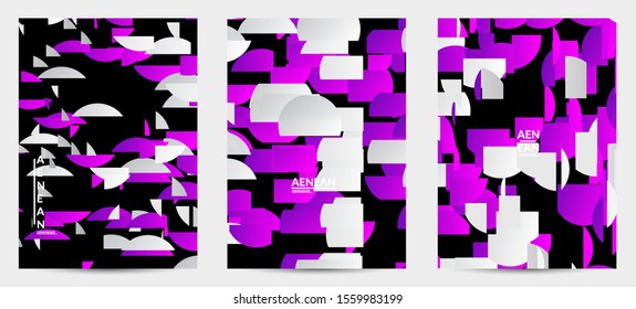 Abstract flyer template with bright colored random stripes. Dynamic modern design with scattered gradient geometric shapes. Simple colorful futuristic elements. Sport music social media layout.