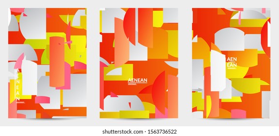Abstract flyer template with bright colored random stripes. Dynamic modern design with scattered gradient geometric shapes. Simple colorful futuristic elements. Sport music social media layout.