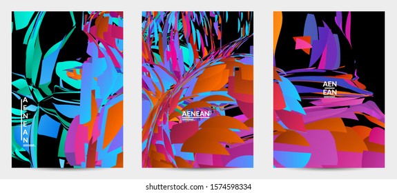 Abstract flyer template with bright colored random small particle explosion. Sport music social media layout. Optical art dynamic background with outer space motion. Futuristic vector.