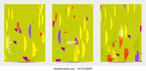 Abstract flyer template with bright colored random stripes. Dynamic modern design with scattered gradient geometric shapes. Simple colorful futuristic elements. Sport music social media layout.