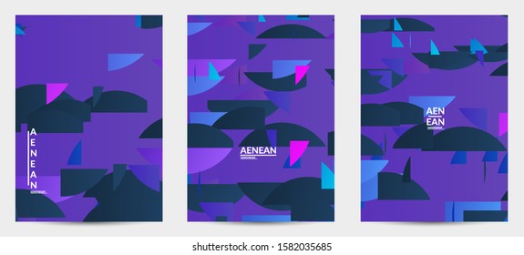 Abstract flyer template with bright colored random stripes. Dynamic modern design with scattered gradient geometric shapes. Simple colorful futuristic elements. Sport music social media layout.