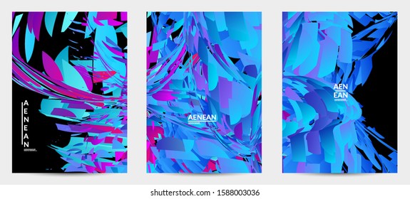 Abstract flyer template with bright colored random small particle explosion. Sport music social media layout. Optical art dynamic background with outer space motion. Futuristic vector.