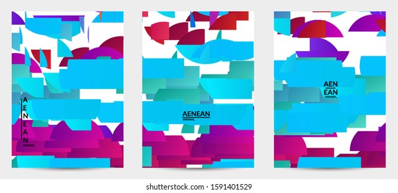Abstract flyer template with bright colored random stripes. Dynamic modern design with scattered gradient geometric shapes. Simple colorful futuristic elements. Sport music social media layout.