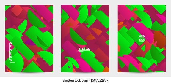 Abstract flyer template with bright colored random stripes. Dynamic modern design with scattered gradient geometric shapes. Simple colorful futuristic elements. Sport music social media layout.